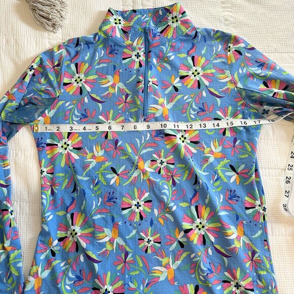 Ibkul Shirt Womens Small Blue 1/4 Zip Golf UPF50 Outdoor Pickleball Vented Bird - Picture 7 of 9